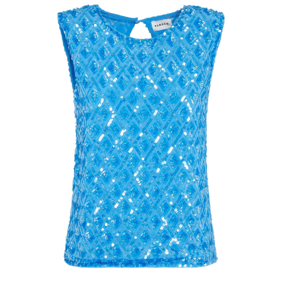 Canotta in tessuto azzurra