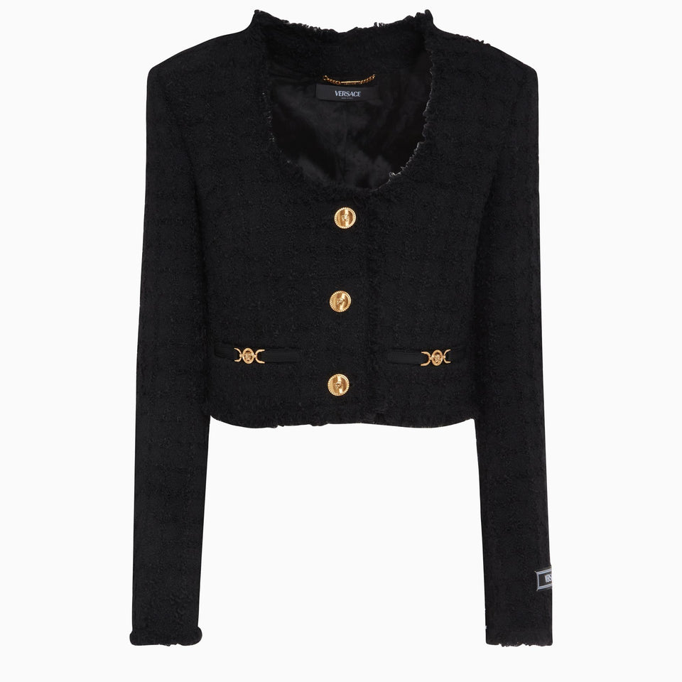 Black Tweed Cardigan Jacket