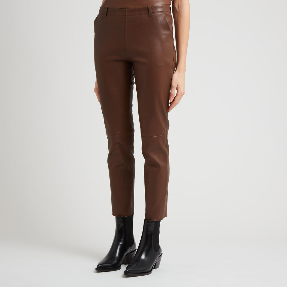 "Valentine" brown leather trousers
