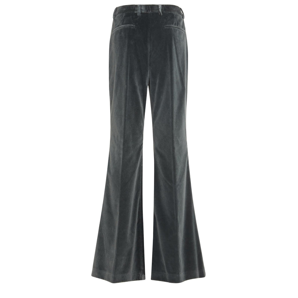 Pantalone svasato in velluto grigio