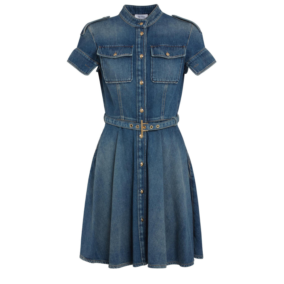 Abito corto in denim blu