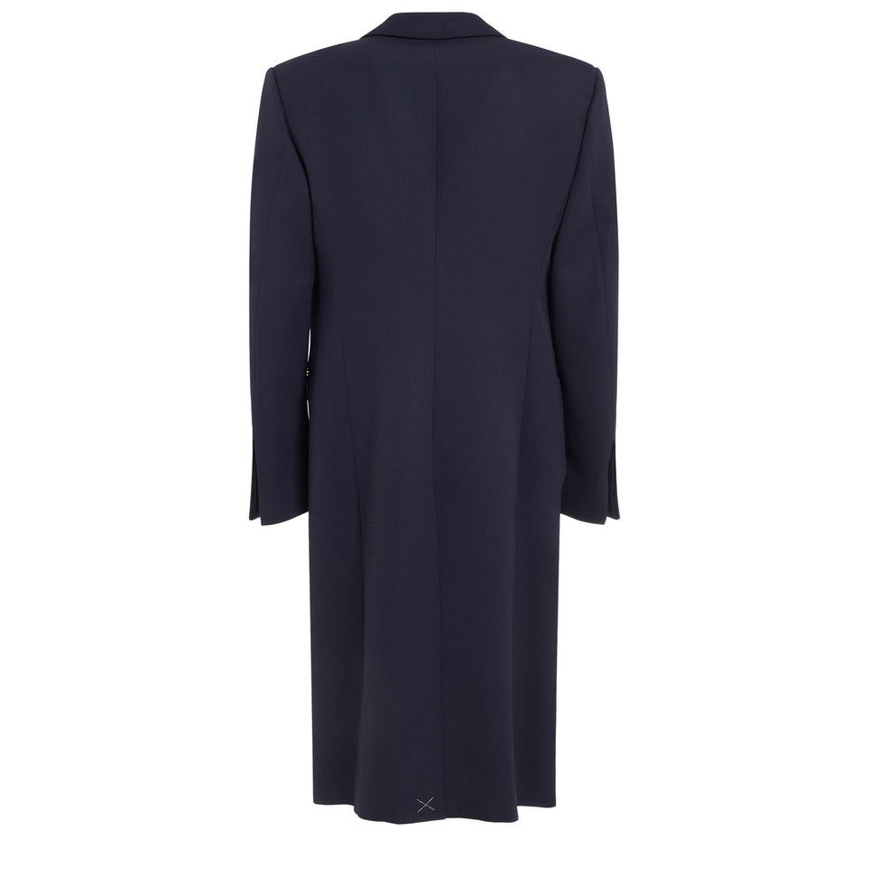 Cappotto doppio petto in lana blu