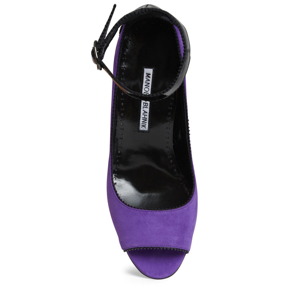 Open toe "Kadirasa 90" in suede viola 324-2753 BPUR/BLCK MANOLO BLAHNIK 
