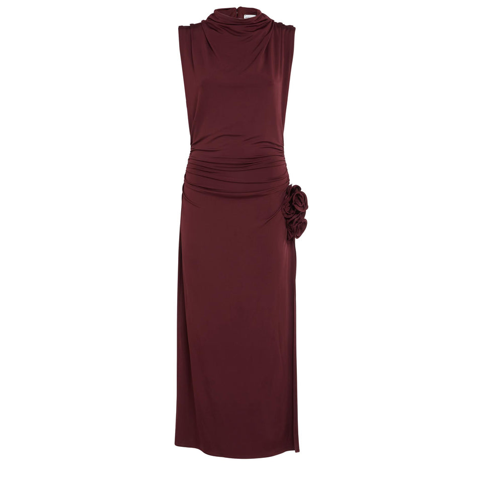 Abito lungo in tessuto bordeaux