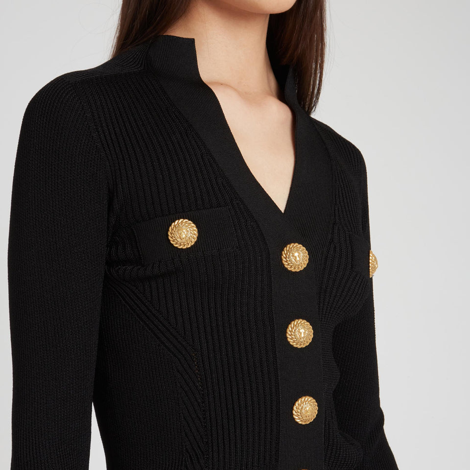 Cardigan crop in tessuto nero