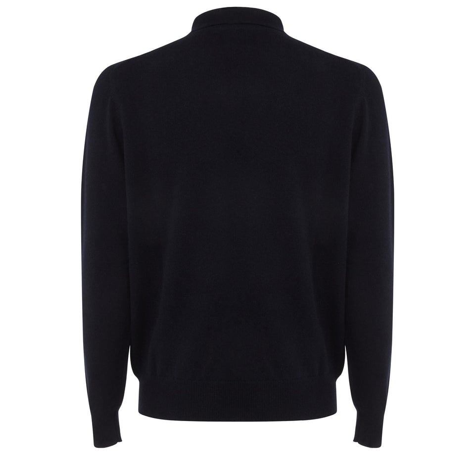 Polo in cashmere blu