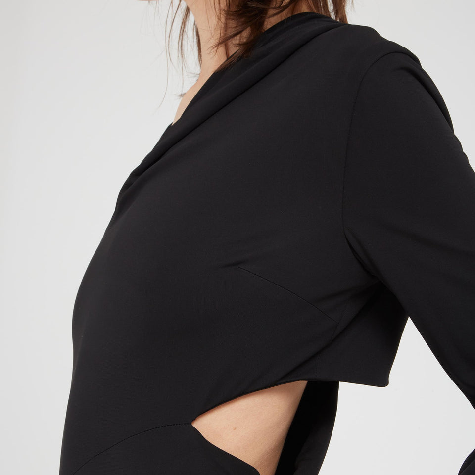 Long dress in black fabric