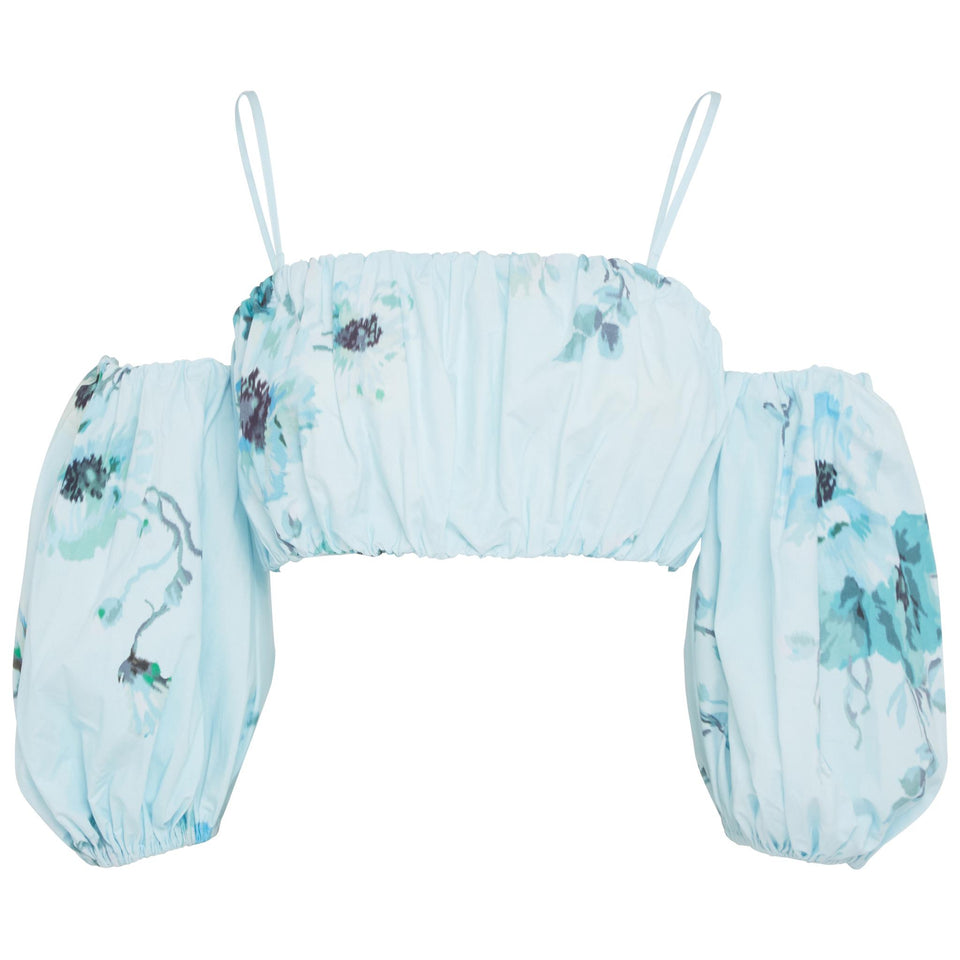 Light blue cotton crop top