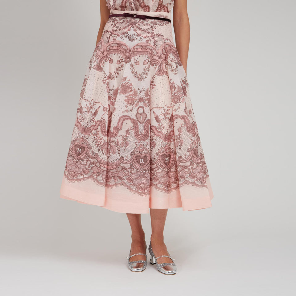 "Crush" skirt in pink linen