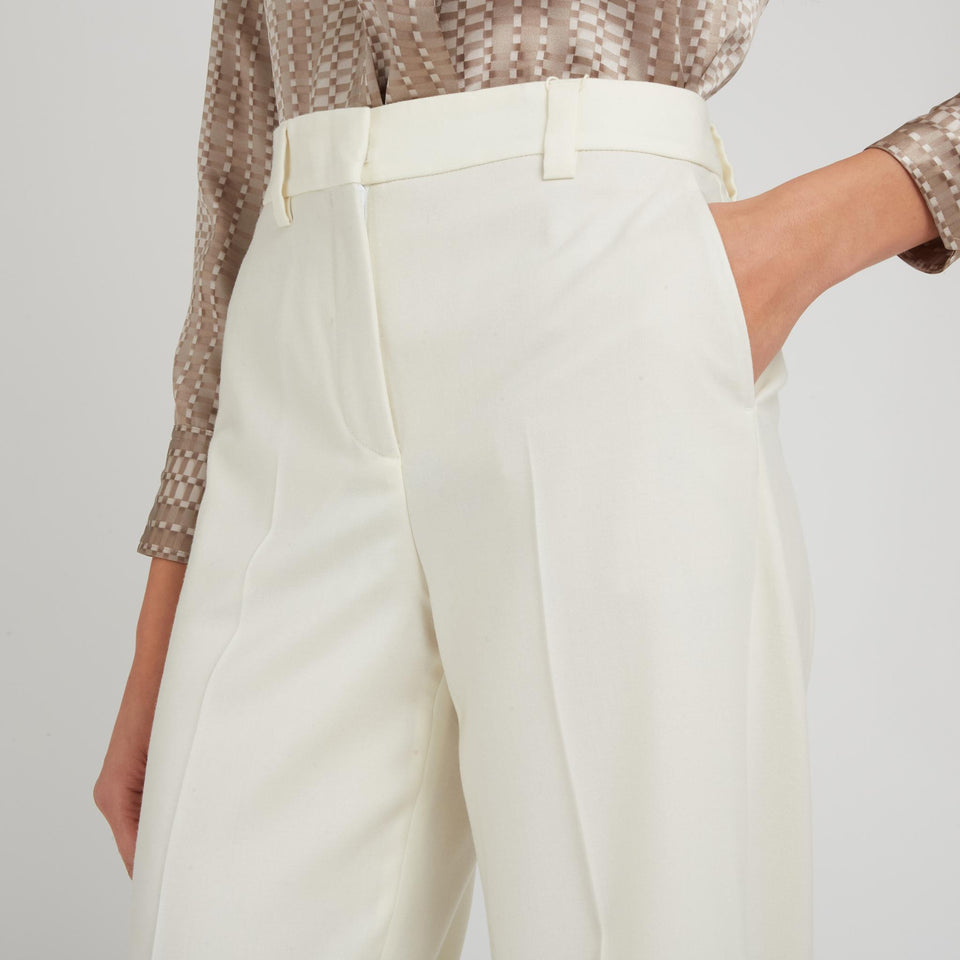 White wool tailored trousers