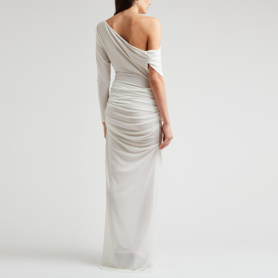 Abito mono spalla in tessuto bianco