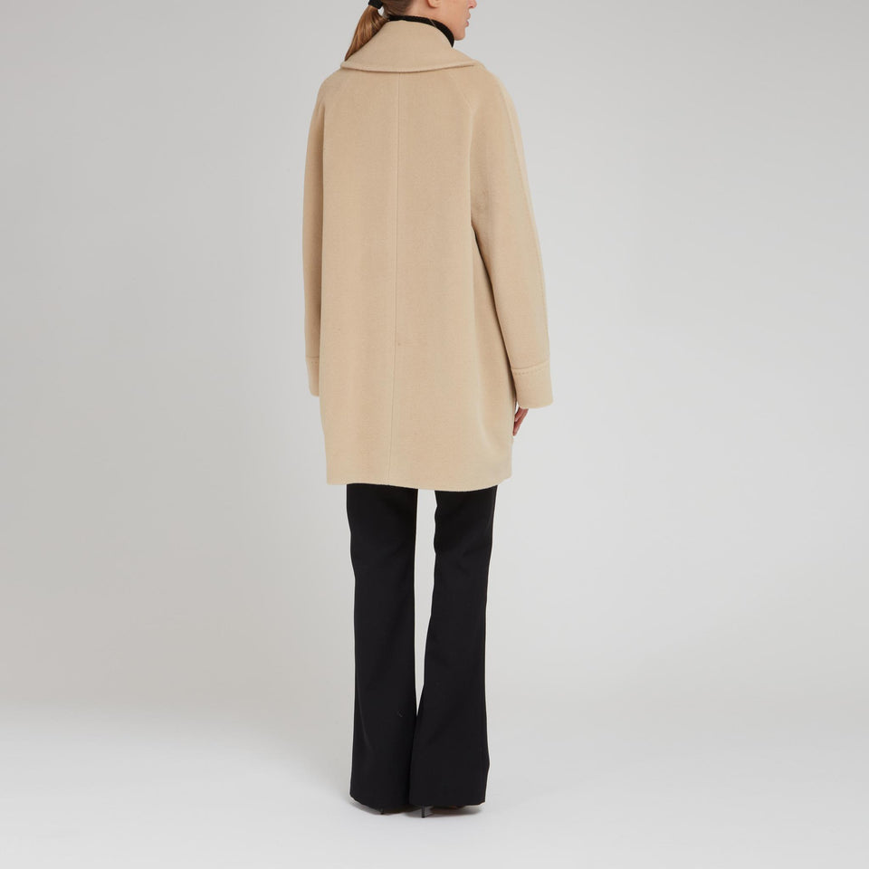 Cappotto doppio petto in lana beige
