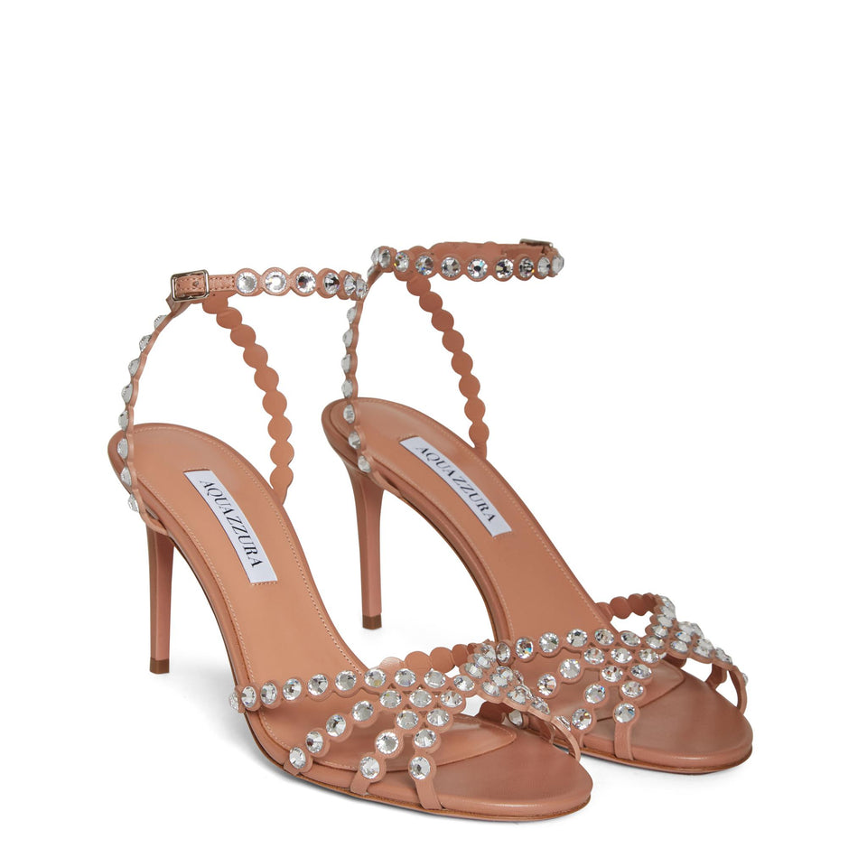 Sandalo "Tequila" 85 in pelle marrone TQLMIDS0 NAPPWP AQUAZZURA 