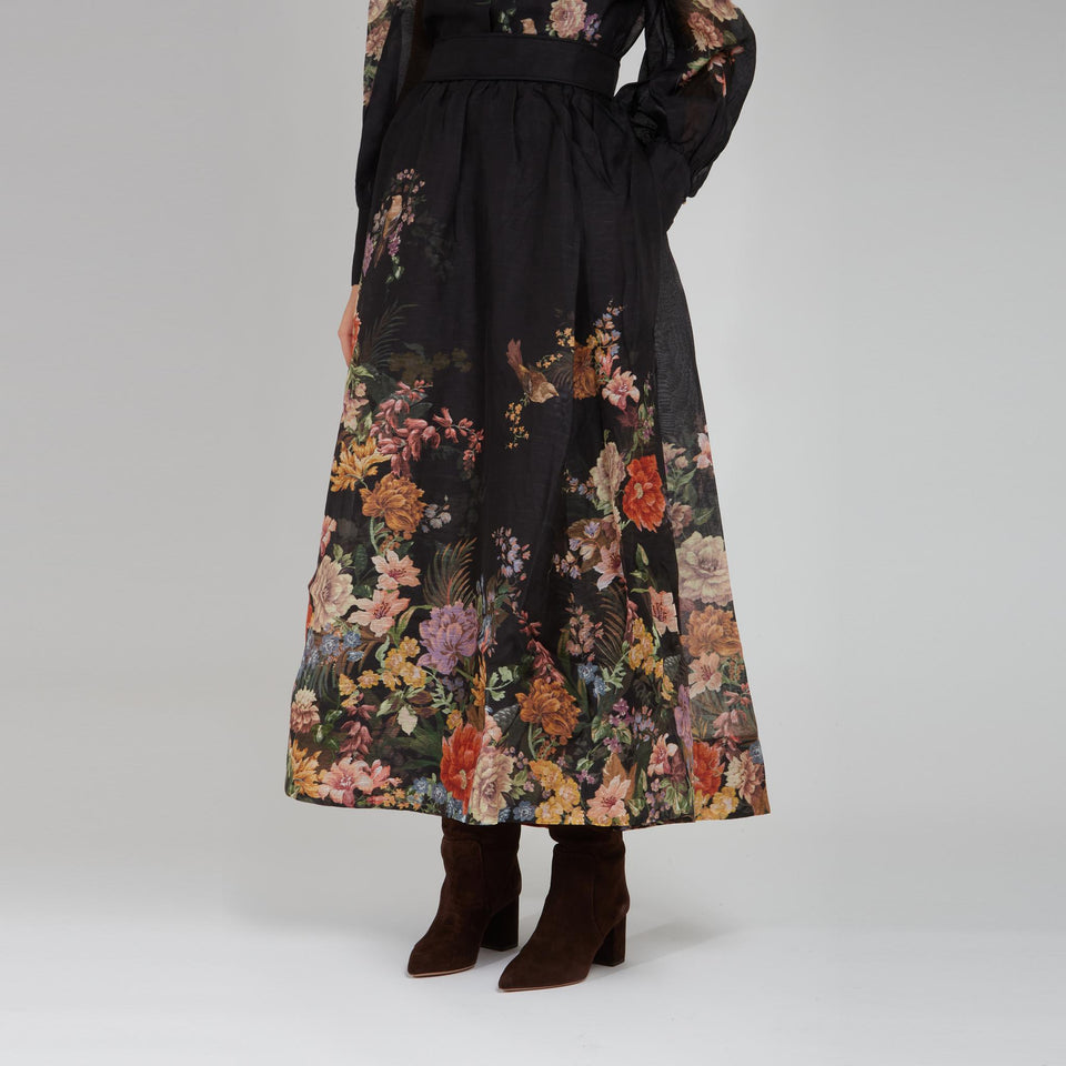 Gonna lunga in seta multicolor