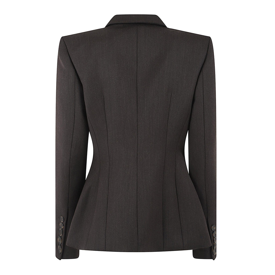 Blazer doppio petto in lana marrone J0140FW25 ESPRESSO ALEX PERRY 