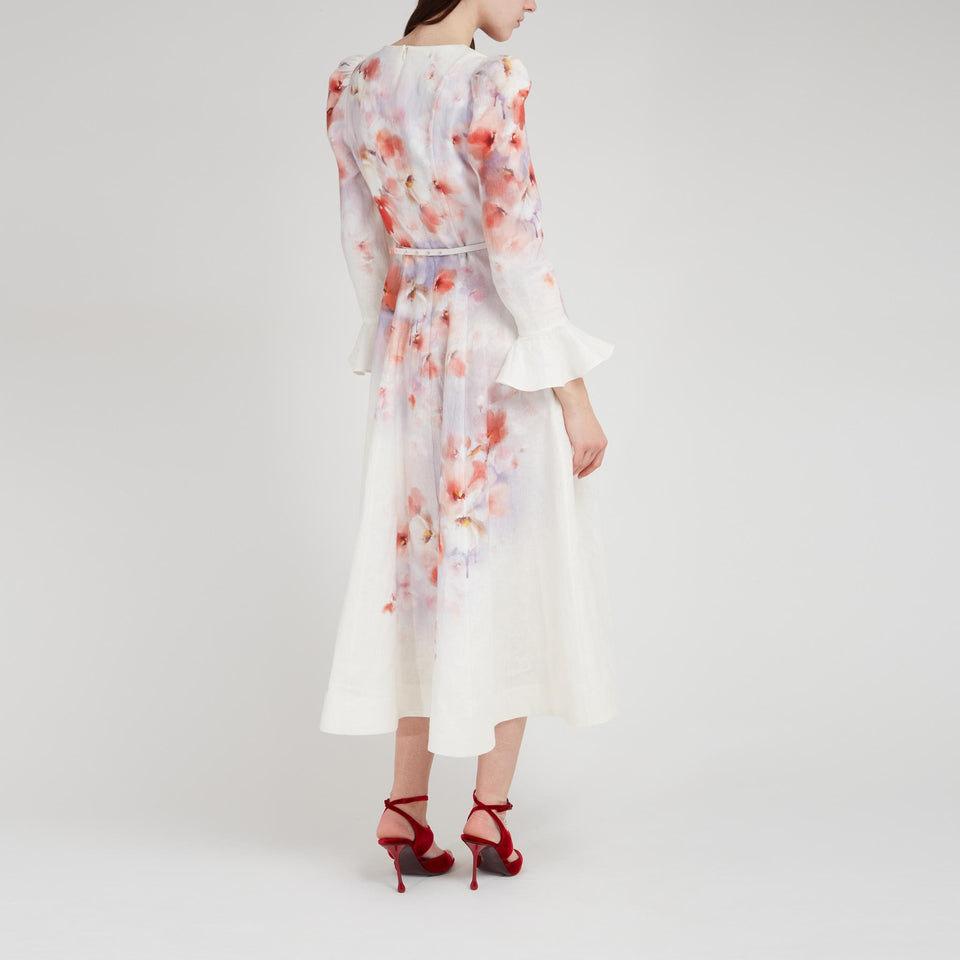 "Crush" dress in multicolored linen