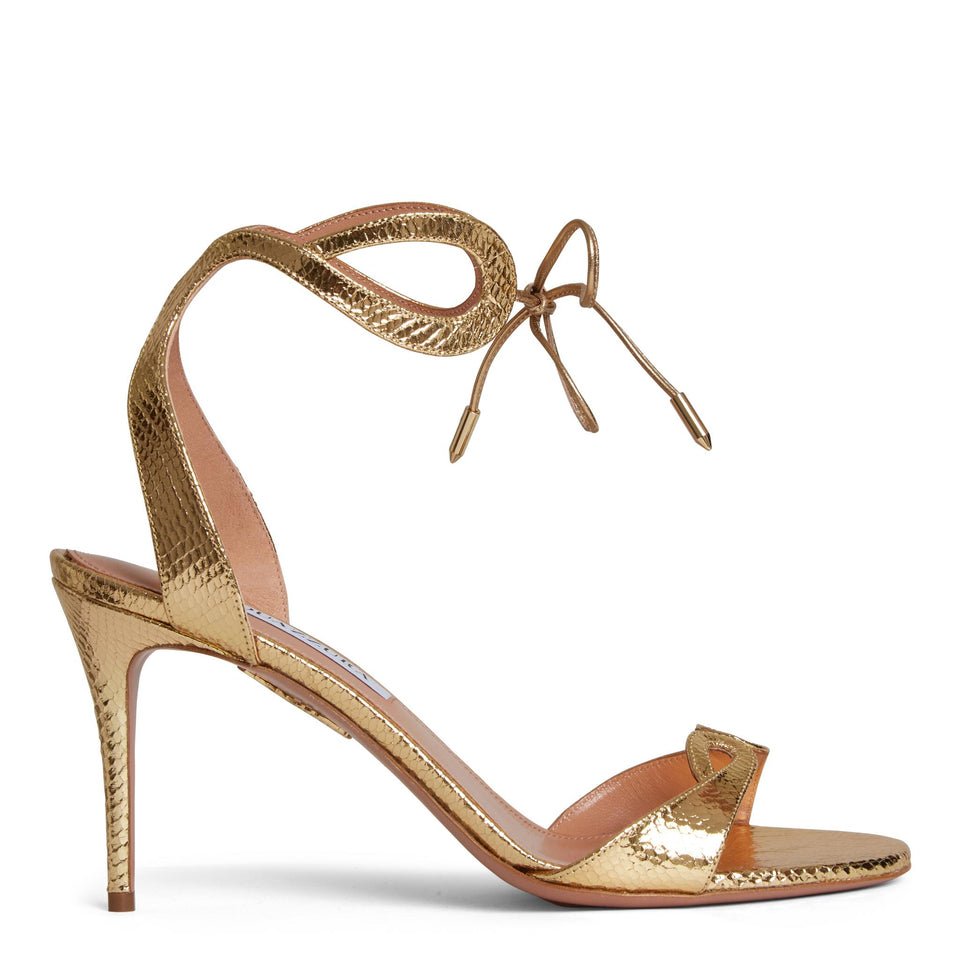 Sandalo "Tessa" 85 in pelle oro TSAMIDS0 MKNSOG AQUAZZURA 