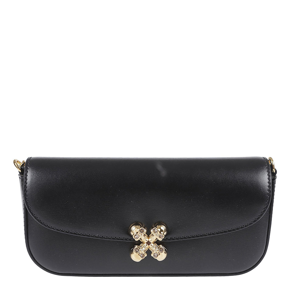 Borsa mini ''Skull Flower'' in pelle nera 836037 1MAAE1000 ALEXANDER MCQUEEN 