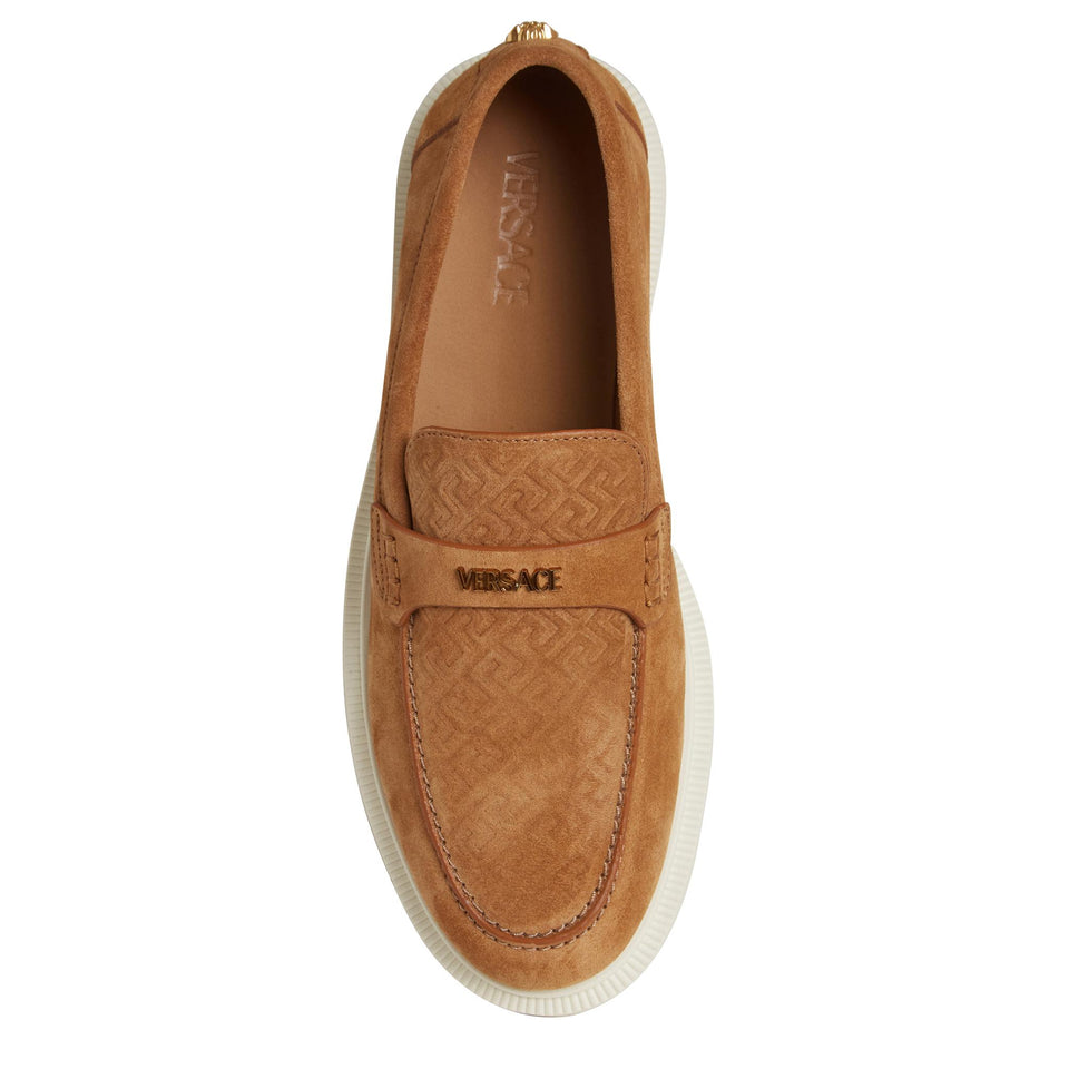 Mocassino in pelle beige 1017591 1A143401NG8V VERSACE 