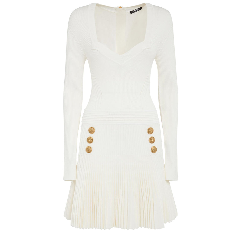 Mini abito a coste in tessuto bianco