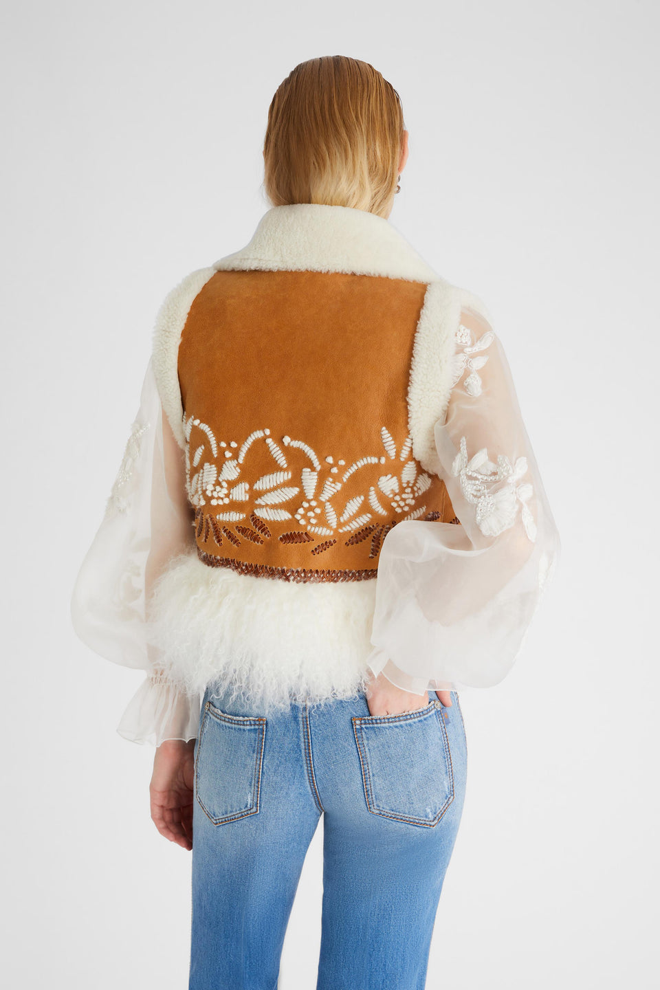 Beige shearling vest