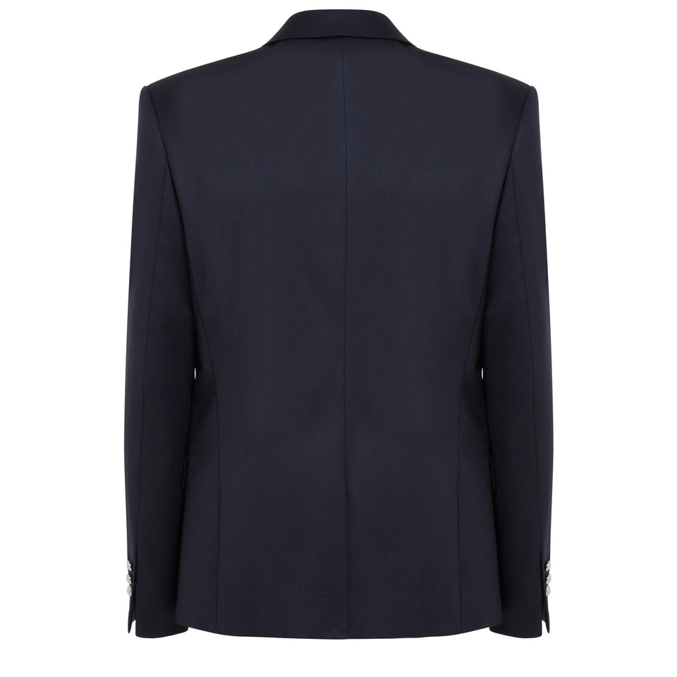 Single-breasted blue wool blazer