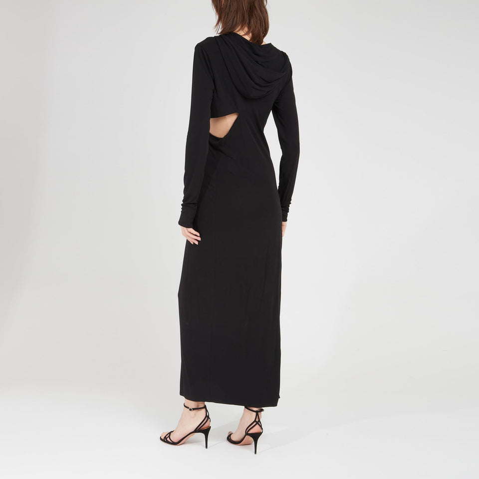 Long dress in black fabric