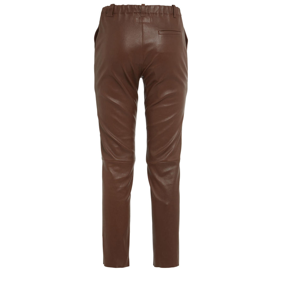 "Valentine" brown leather trousers