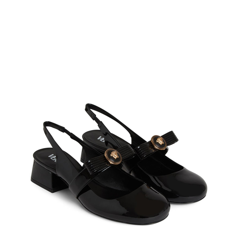 Sling-bakc ''Gianni Ribbon'' in pelle nera 1018457 D2VE1B00V VERSACE 