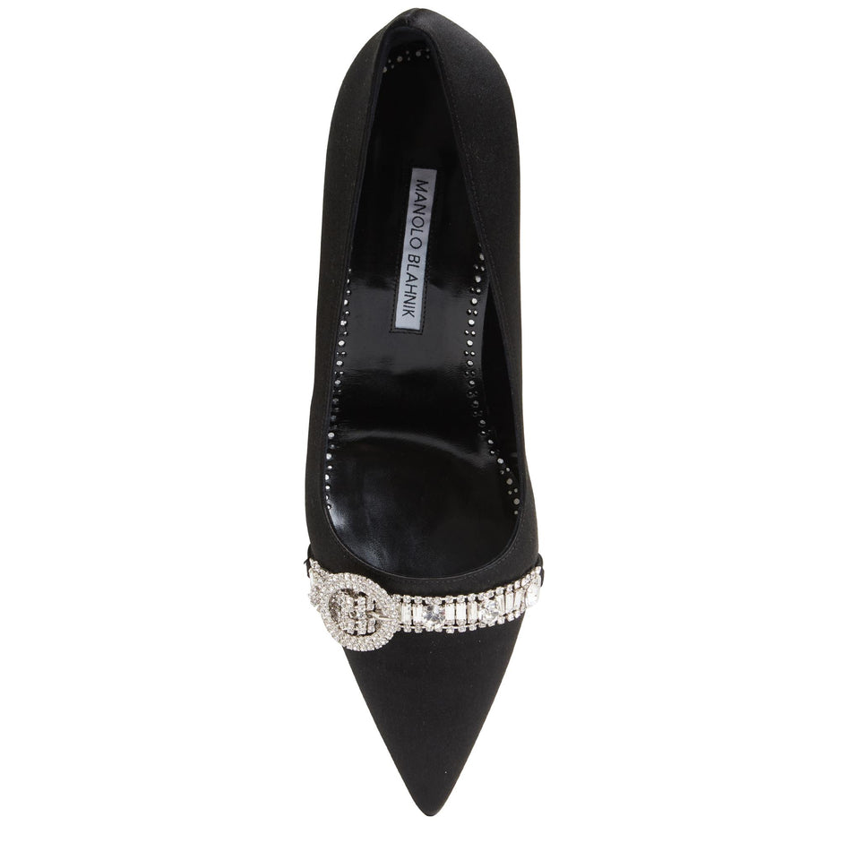 Decolletè "Asapump 70'' in satin nera 424-1928 0001 MANOLO BLAHNIK 