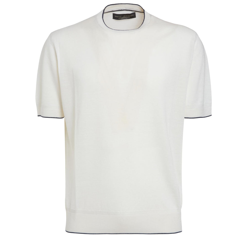 T-shirt in lana e seta bianca