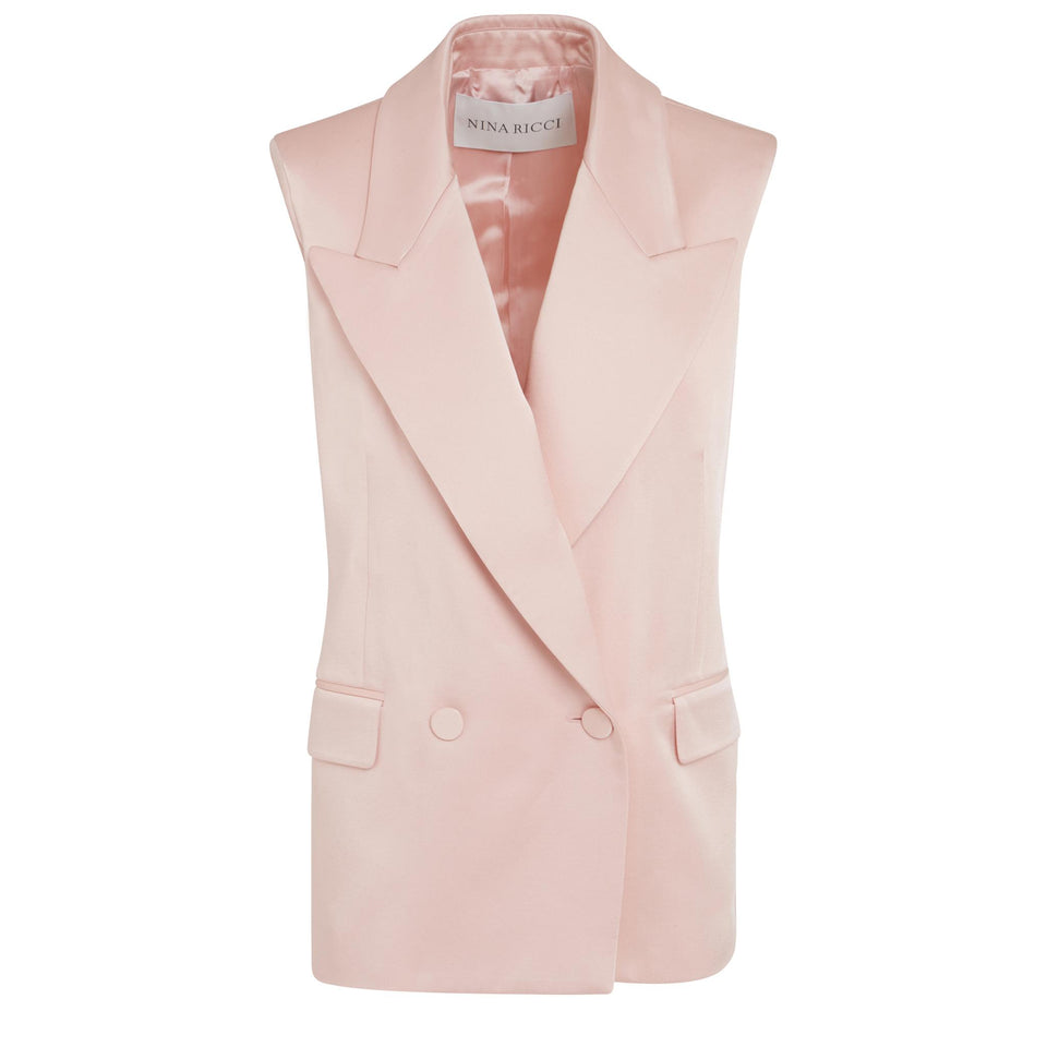 Double chest jacket in pink satin