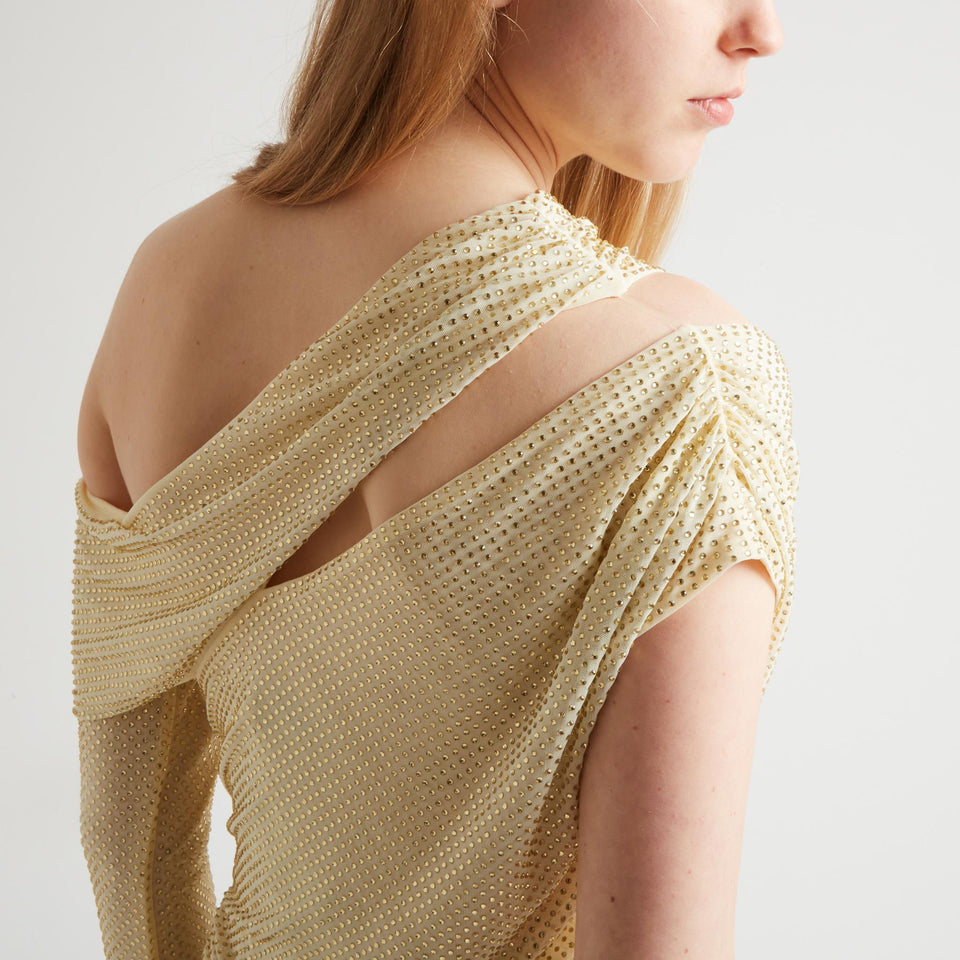 Maxi abito in tessuto giallo