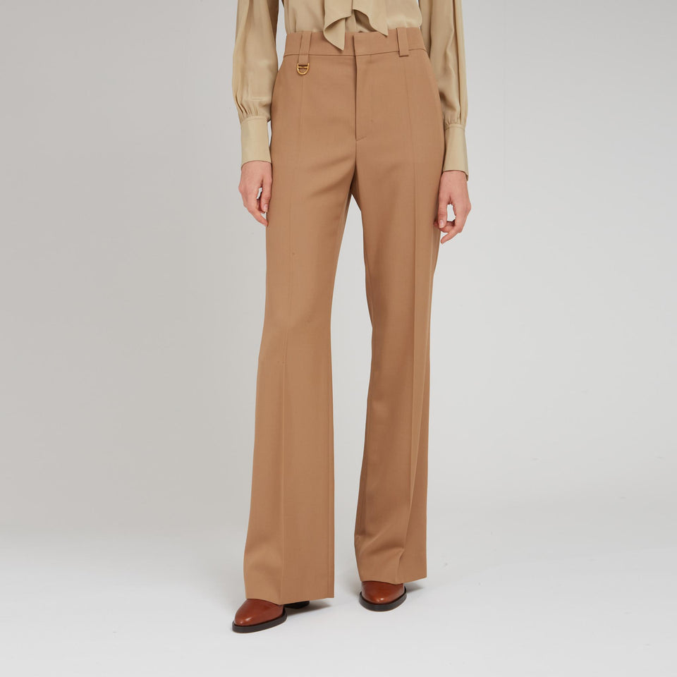 Pantalone svasato in lana marrone