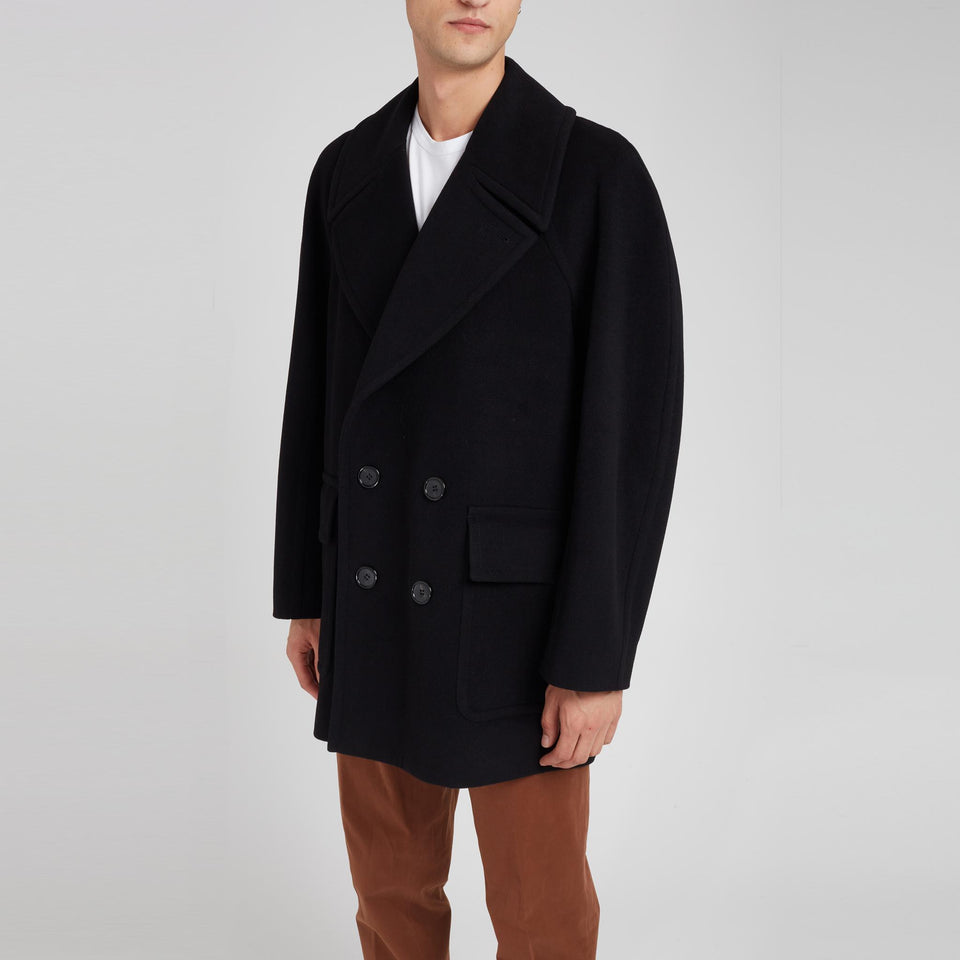 Cappotto doppio petto in cashmere nero