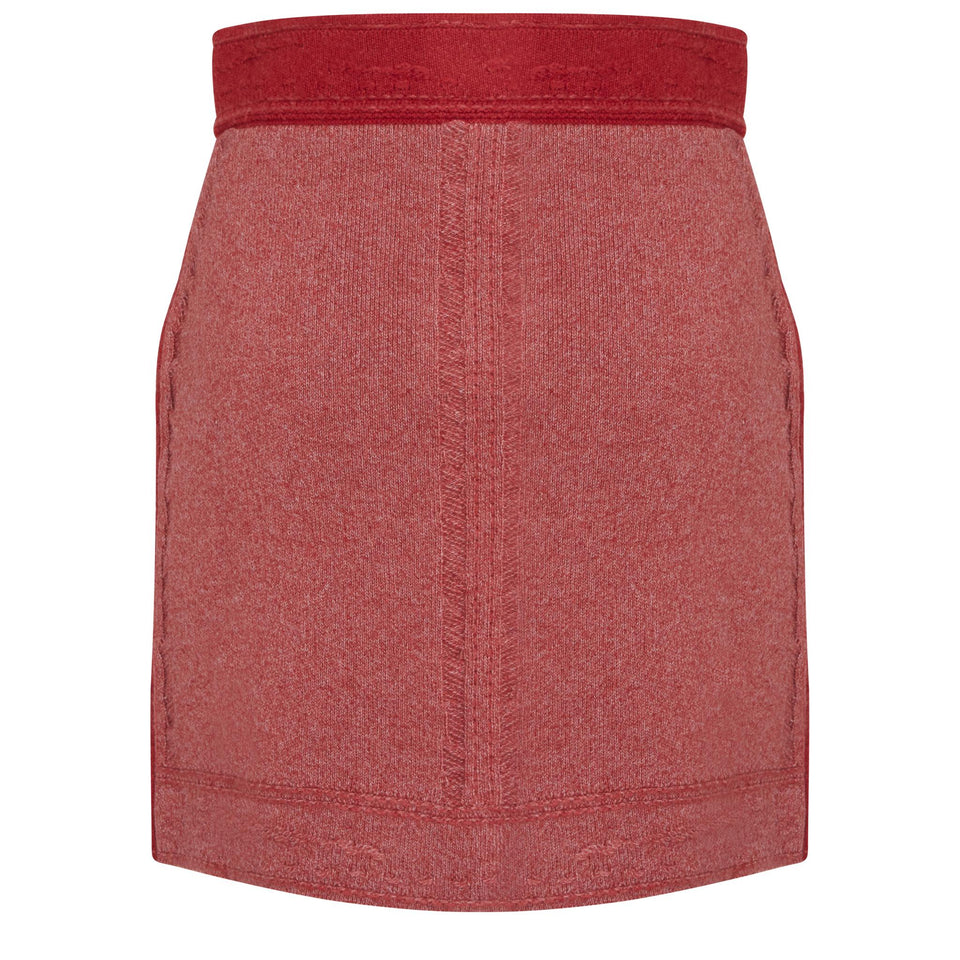 Red Cashmere Mini Skirt