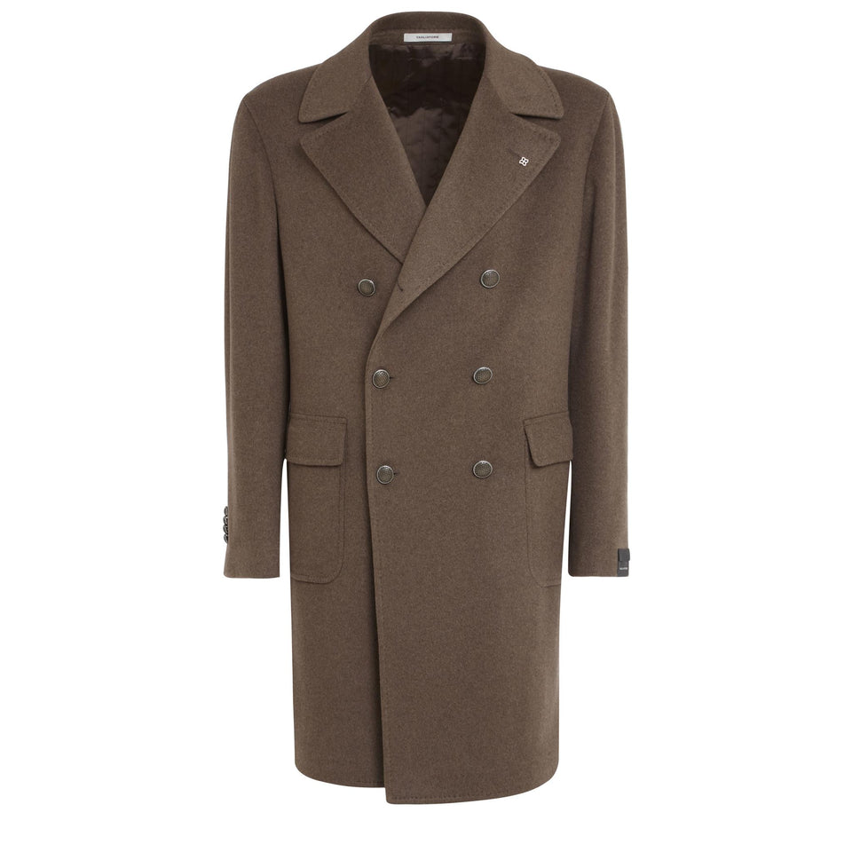 Cappotto doppio petto in cashmere marrone