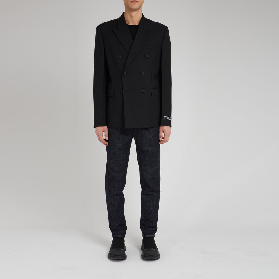Giacca doppio petto in lana nera
