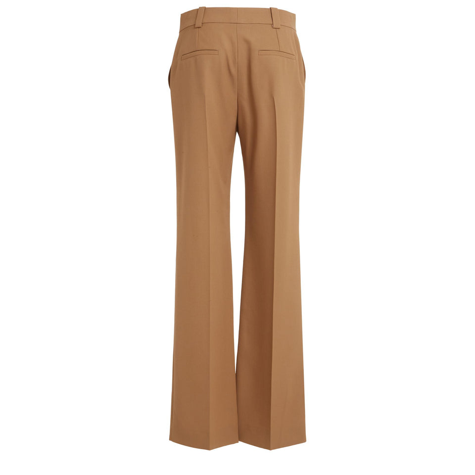 Pantalone svasato in lana marrone