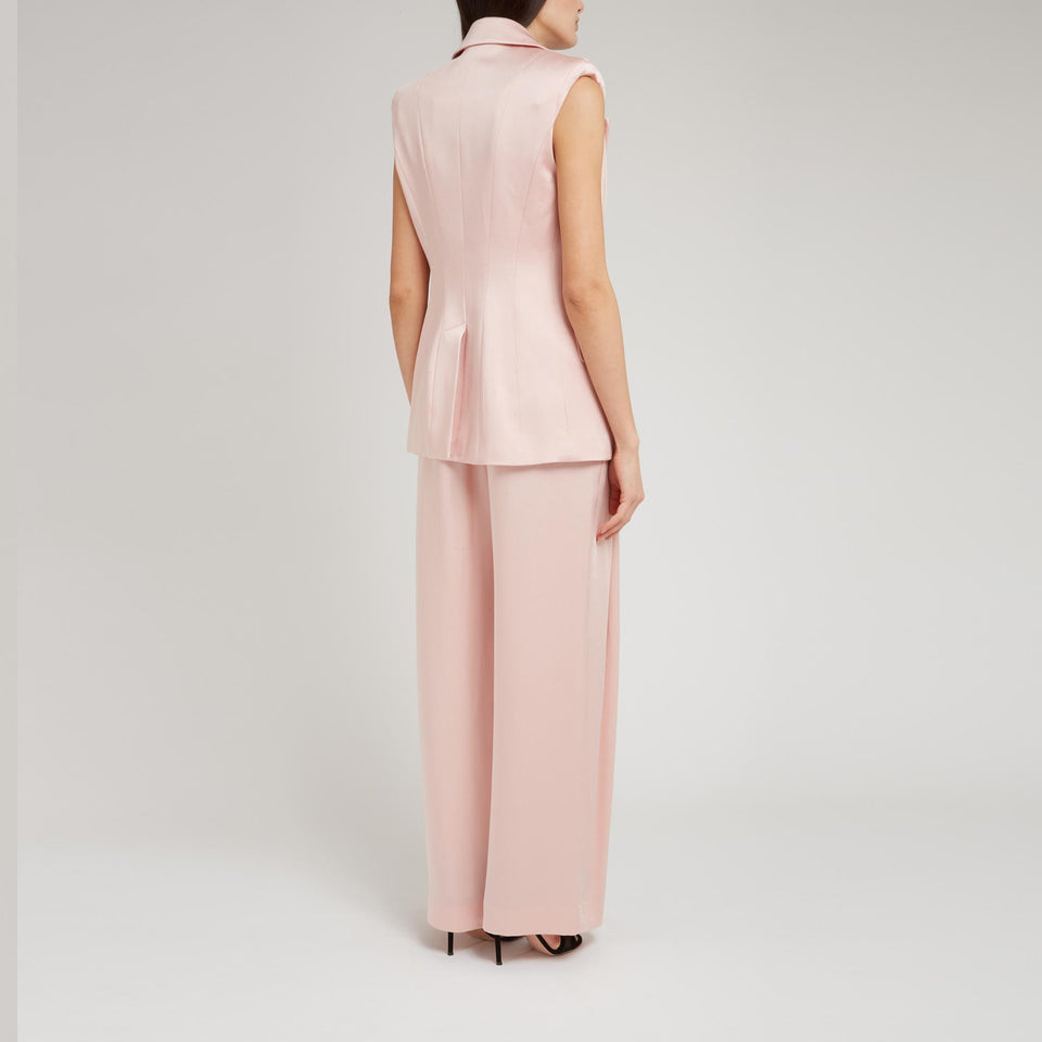 Double chest jacket in pink satin