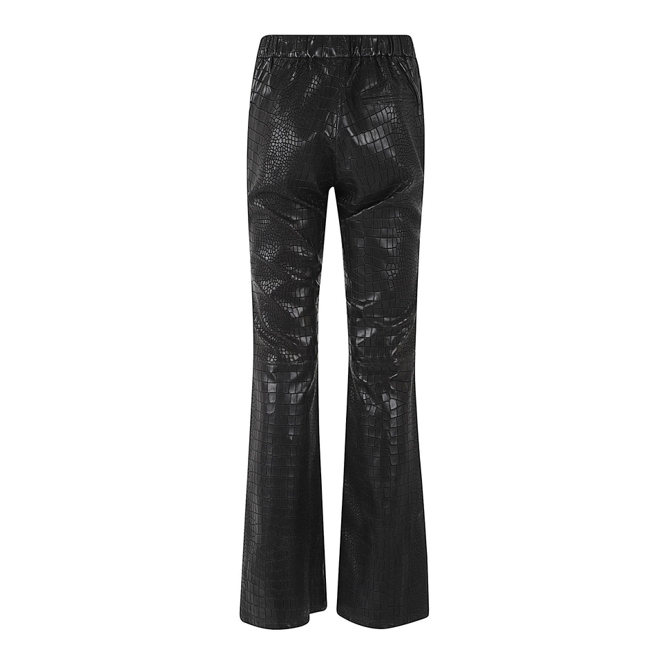Pantalone svasato in pelle nero RELAXFLARE CROCOBLACK ENES 