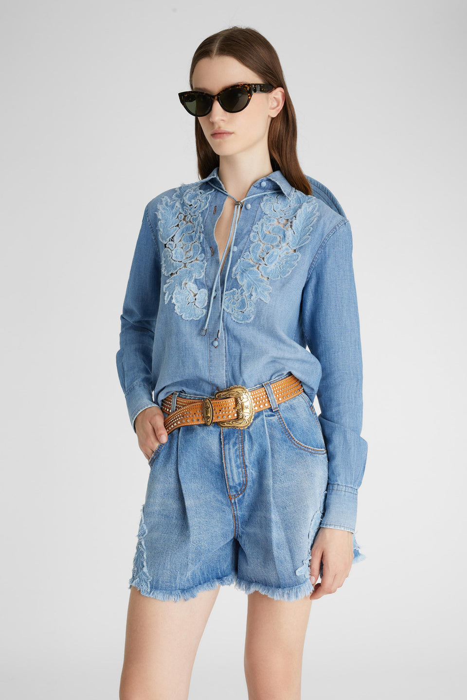 Camicia in denim azzurra