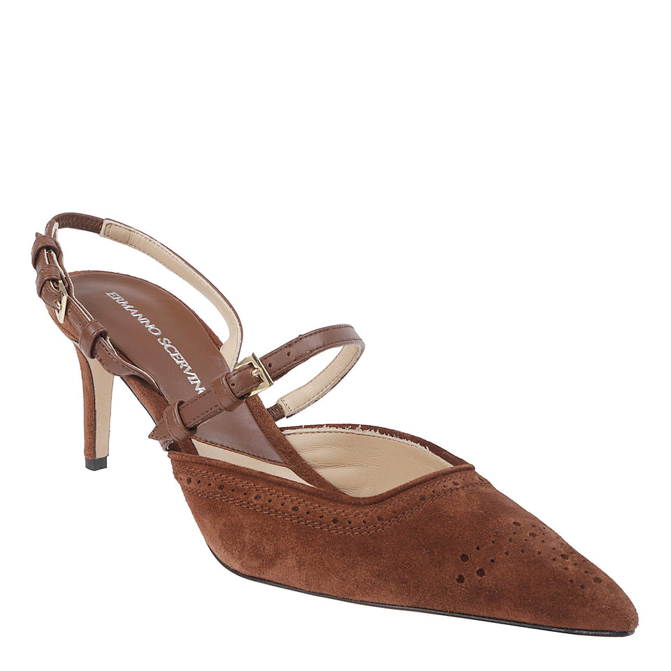 Slingback in suede marrone D478Z355 DIW91228 ERMANNO SCERVINO 