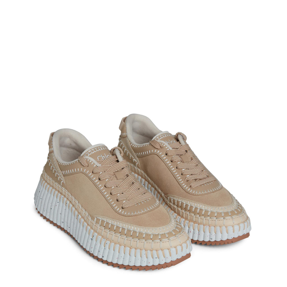 Sneakers "Nama" in maglia beige CHC24A00RMS 286 CHLOE 