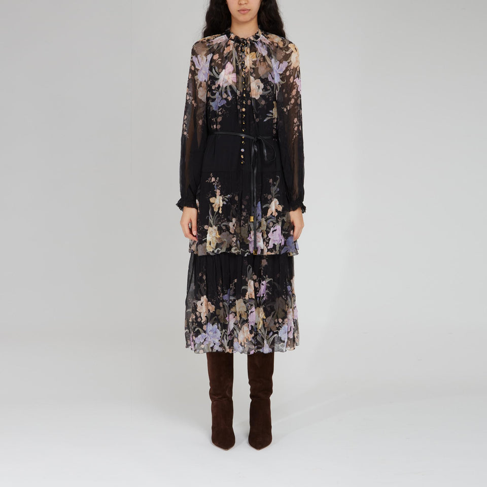 Maxi abito in seta multicolor