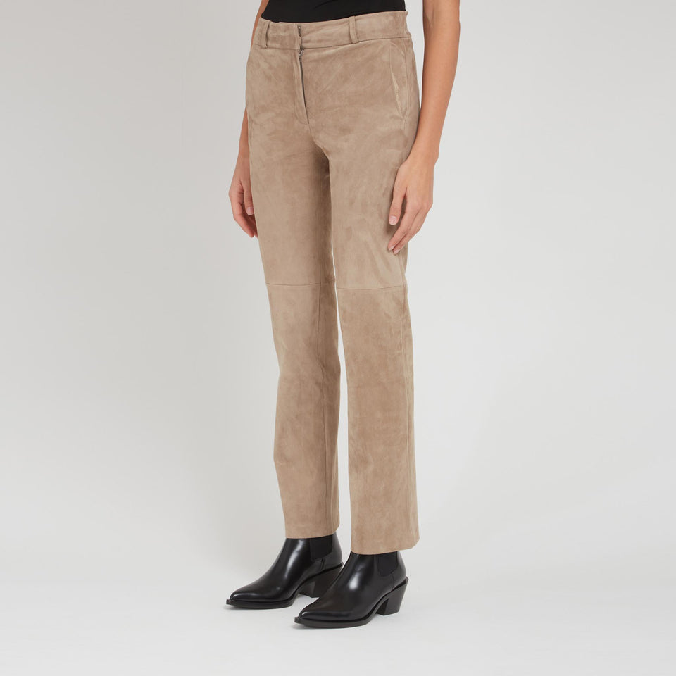 "Jenna" trousers in beige suede