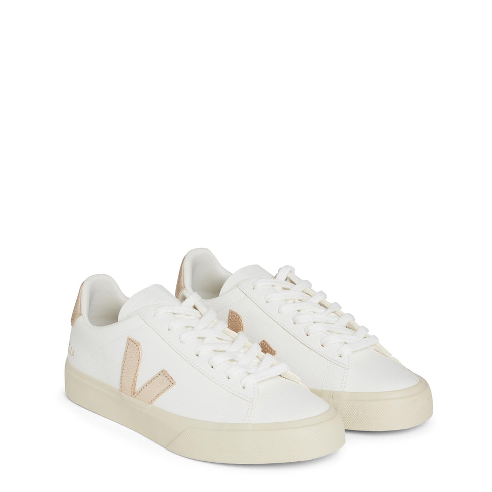 Sneakers ''Chromefree'' in pelle bianca e oro CP0503495 WHPL VEJA 