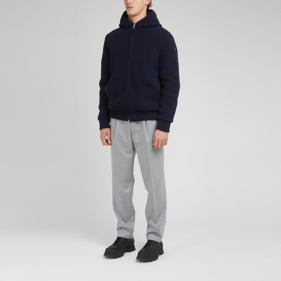 Double-face cardigan in blue fabric