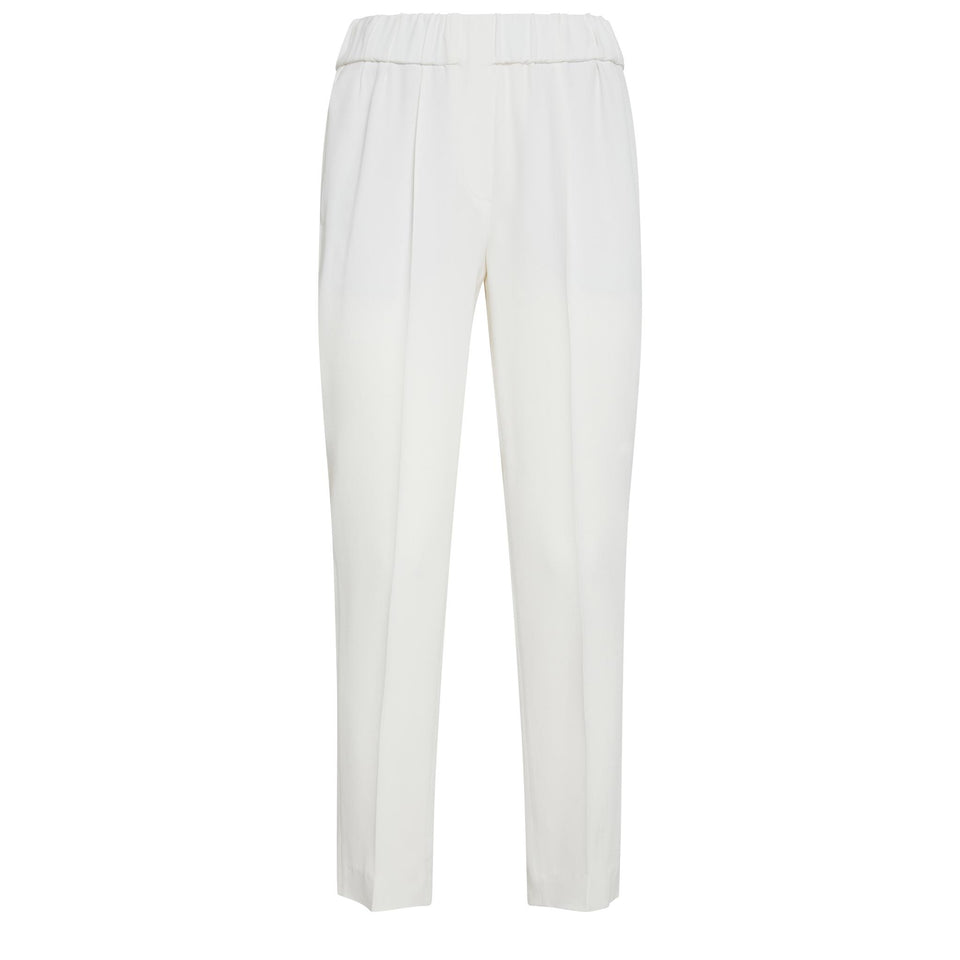 Pantalone in seta bianco MA029P1673 C600 BRUNELLO CUCINELLI 