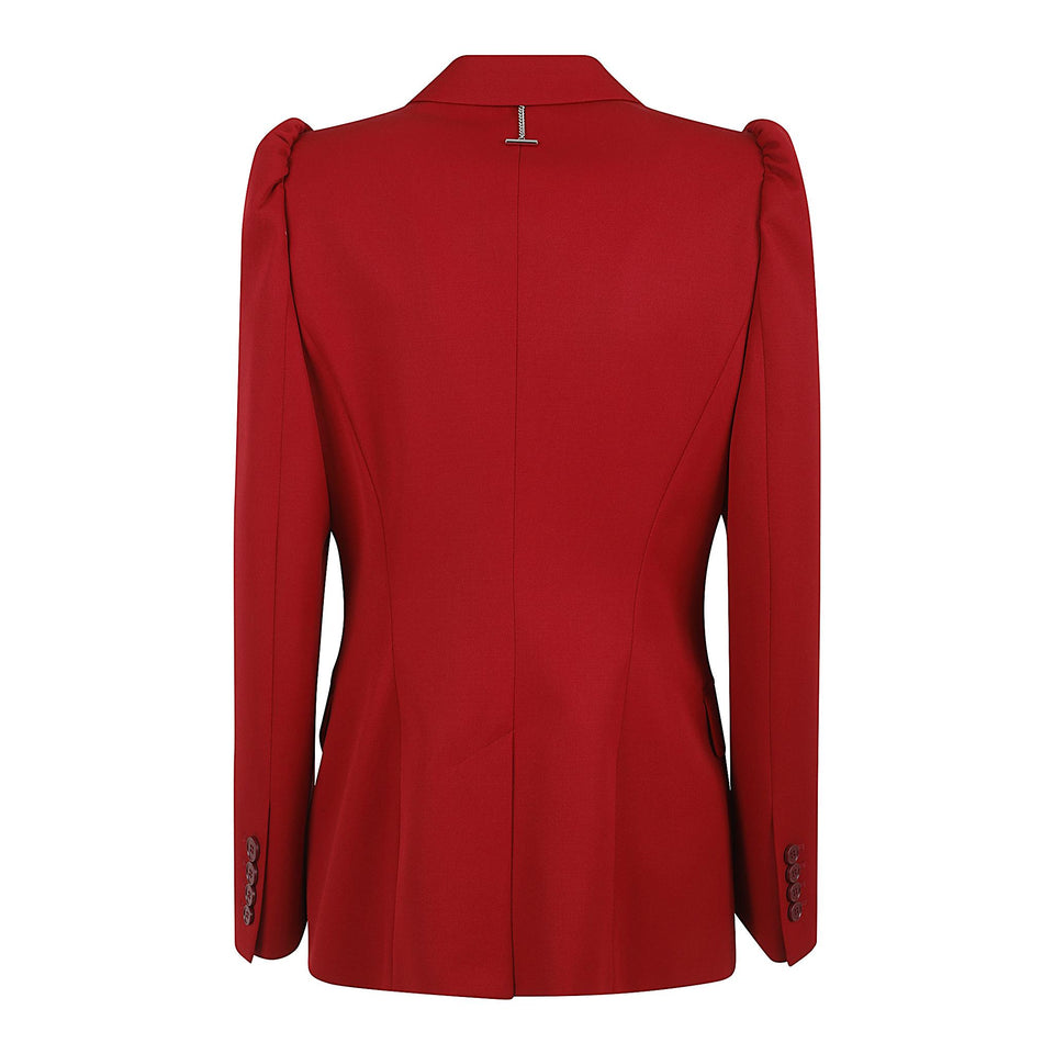 Giacca mono petto in lana rossa 848491 QJAAC6191 ALEXANDER MCQUEEN 